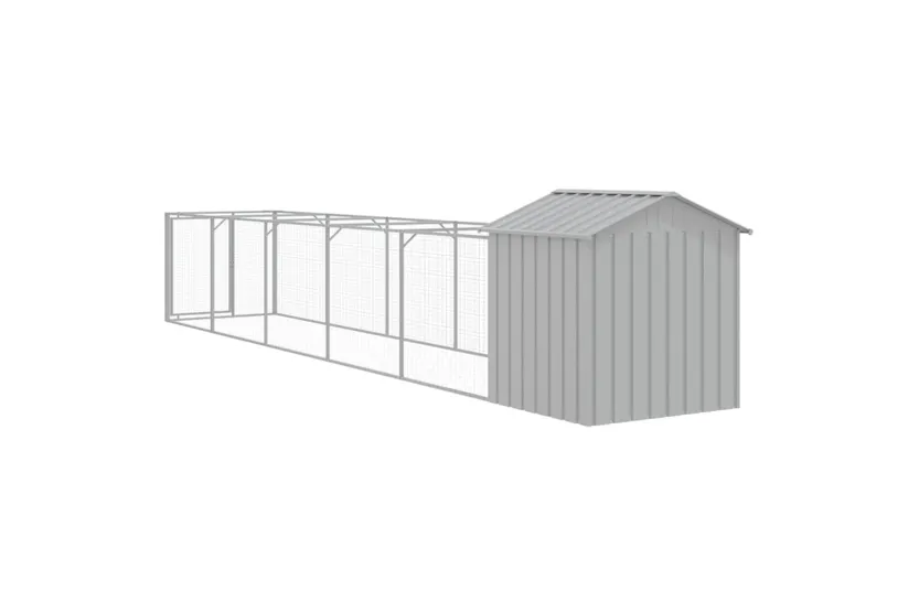 vidaXL 3189065 Dog House With Roof Light Grey 117x609x123cm Galvanised Steel vidaXL 3189065 Dog House With Roof Light Grey 117x609x123cm Galvanised Steel