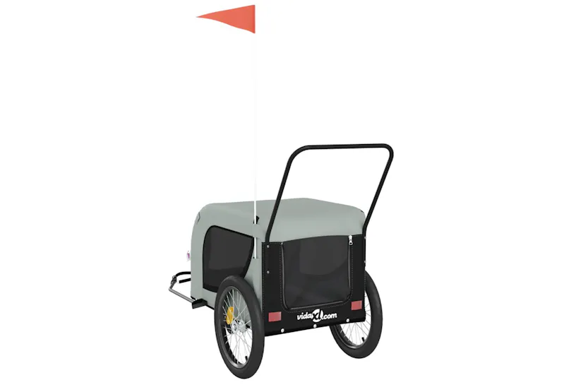 vidaXL 94028 Pet Bike Trailer Grey And Black Oxford Fabric And Iron vidaXL 94028 Pet Bike Trailer Grey And Black Oxford Fabric And Iron