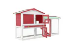 vidaXL 170842 Outdoor Large Rabbit Hutch Red And White 145 X 45 X 84 Wood vidaXL 170842 Outdoor Large Rabbit Hutch Red And White 145 X 45 X 84 Wood