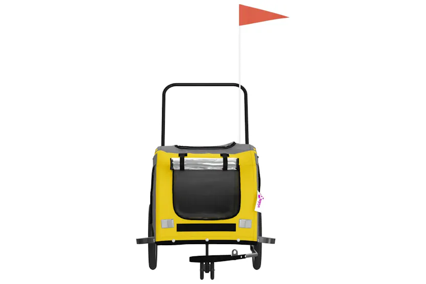 vidaXL 93903 Pet Bike Trailer Yellow And Grey Oxford Fabric And Iron vidaXL 93903 Pet Bike Trailer Yellow And Grey Oxford Fabric And Iron