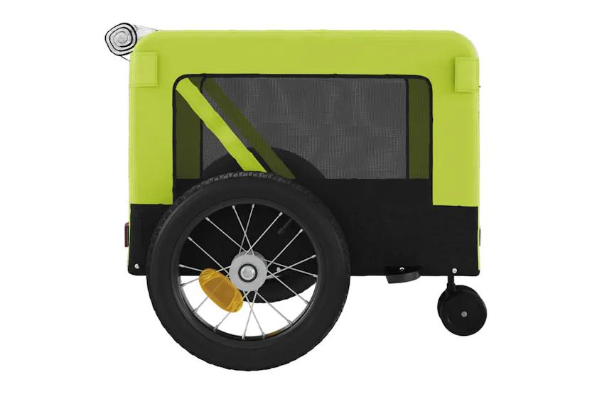 vidaXL 93948 Pet Bike Trailer Green And Black Oxford Fabric And Iron vidaXL 93948 Pet Bike Trailer Green And Black Oxford Fabric And Iron