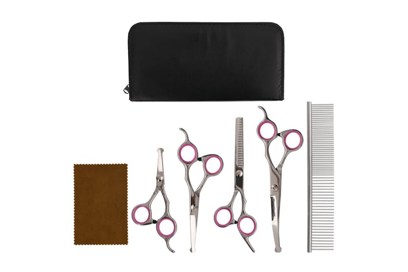 vidaXL 172416 5 Piece Dog Grooming Scissors Set Stainless Steel vidaXL 172416 5 Piece Dog Grooming Scissors Set Stainless Steel