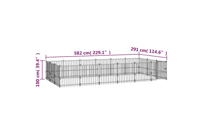 vidaXL 3124619 Outdoor Dog Kennel Steel 16.94 M2 vidaXL 3124619 Outdoor Dog Kennel Steel 16.94 M2