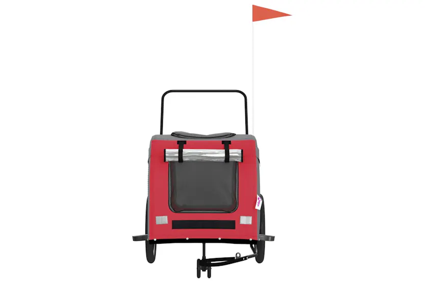 vidaXL 93859 Pet Bike Trailer Red And Grey Oxford Fabric And Iron vidaXL 93859 Pet Bike Trailer Red And Grey Oxford Fabric And Iron