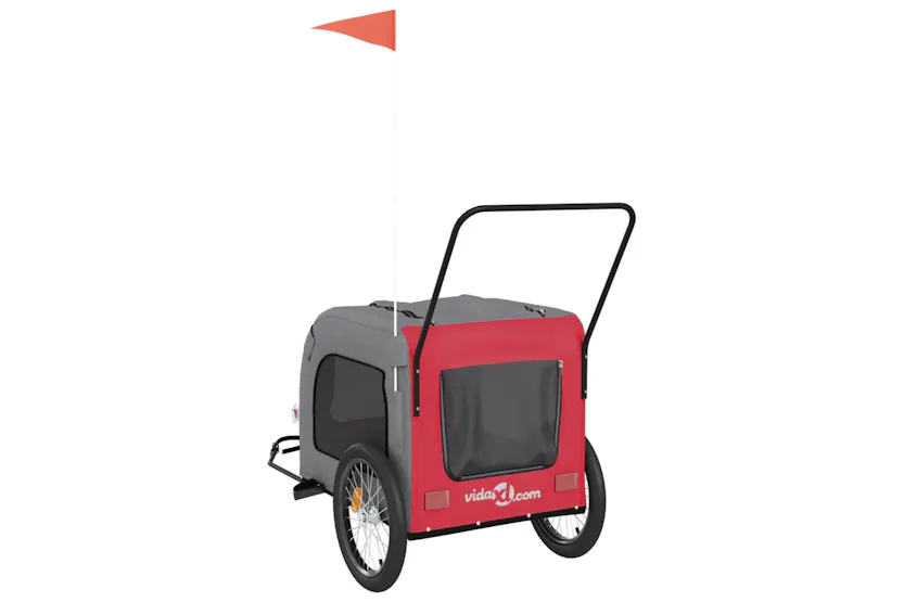 vidaXL 93859 Pet Bike Trailer Red And Grey Oxford Fabric And Iron vidaXL 93859 Pet Bike Trailer Red And Grey Oxford Fabric And Iron
