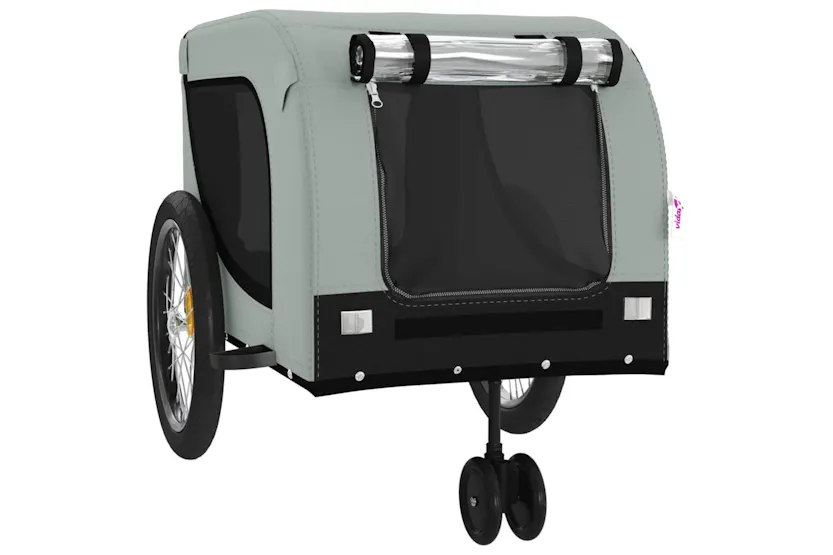vidaXL 94028 Pet Bike Trailer Grey And Black Oxford Fabric And Iron vidaXL 94028 Pet Bike Trailer Grey And Black Oxford Fabric And Iron
