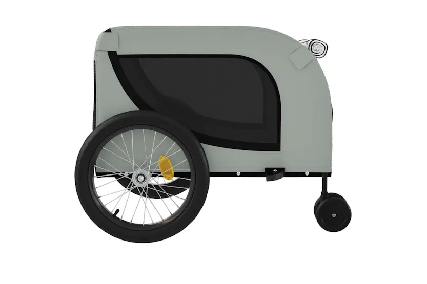 vidaXL 94028 Pet Bike Trailer Grey And Black Oxford Fabric And Iron vidaXL 94028 Pet Bike Trailer Grey And Black Oxford Fabric And Iron