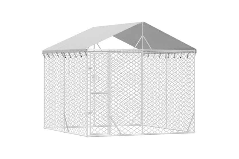 vidaXL 3190486 Outdoor Dog Kennel With Roof Silver 3x3x2.5 M Galvanised Steel vidaXL 3190486 Outdoor Dog Kennel With Roof Silver 3x3x2.5 M Galvanised Steel