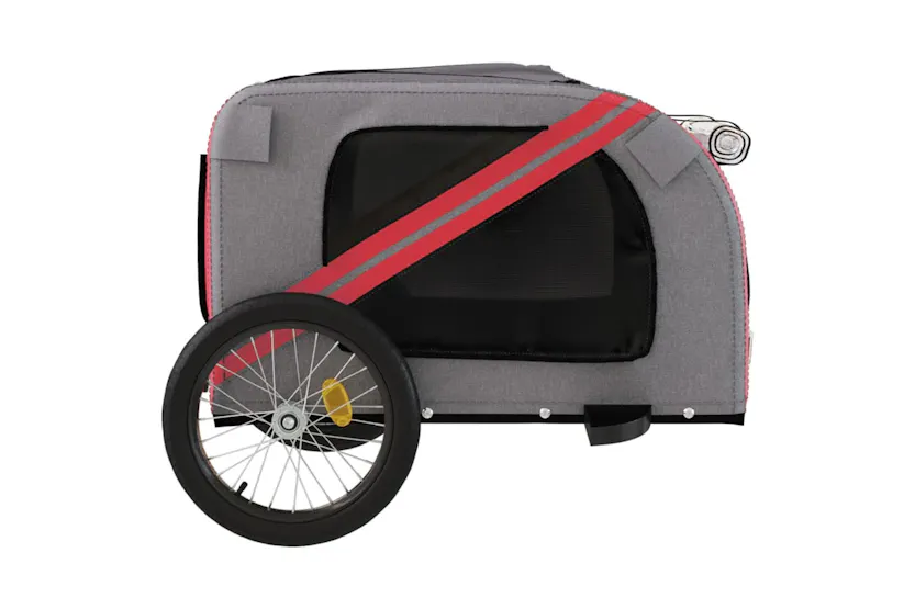 vidaXL 93880 Pet Bike Trailer Red And Grey Oxford Fabric And Iron vidaXL 93880 Pet Bike Trailer Red And Grey Oxford Fabric And Iron
