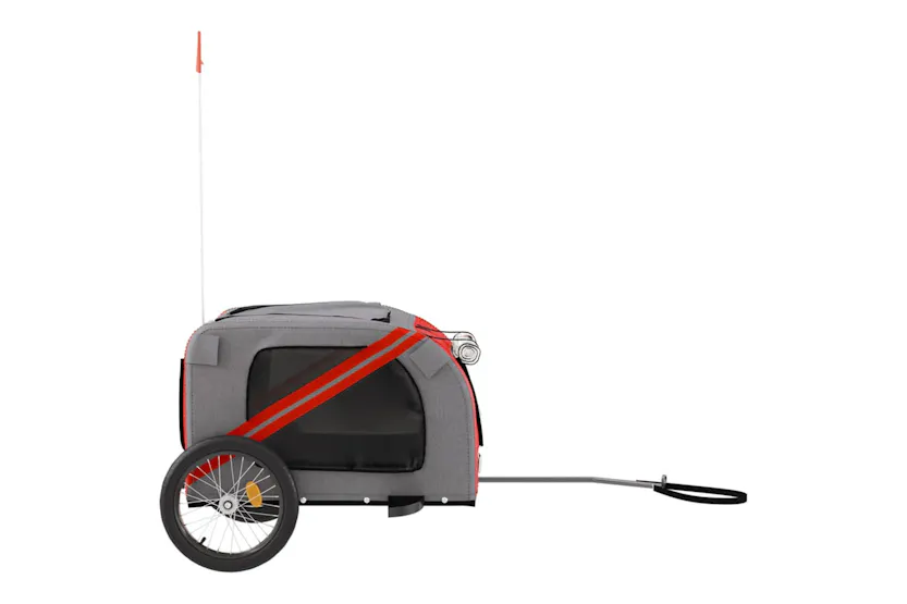 vidaXL 93880 Pet Bike Trailer Red And Grey Oxford Fabric And Iron vidaXL 93880 Pet Bike Trailer Red And Grey Oxford Fabric And Iron