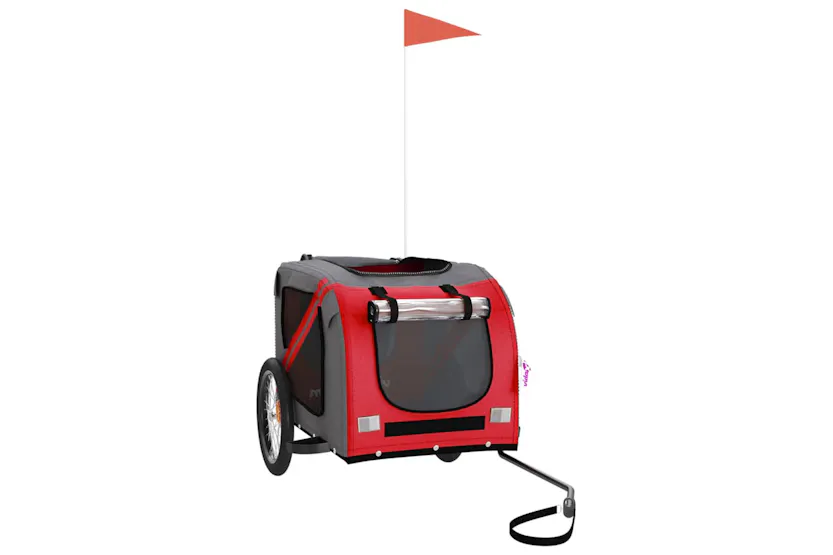 vidaXL 93880 Pet Bike Trailer Red And Grey Oxford Fabric And Iron vidaXL 93880 Pet Bike Trailer Red And Grey Oxford Fabric And Iron