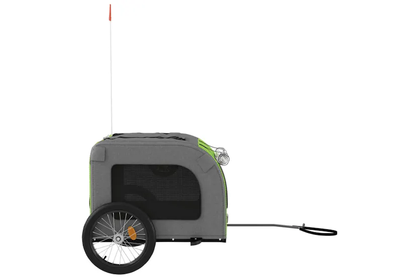 vidaXL 93836 Pet Bike Trailer Green And Grey Oxford Fabric And Iron vidaXL 93836 Pet Bike Trailer Green And Grey Oxford Fabric And Iron