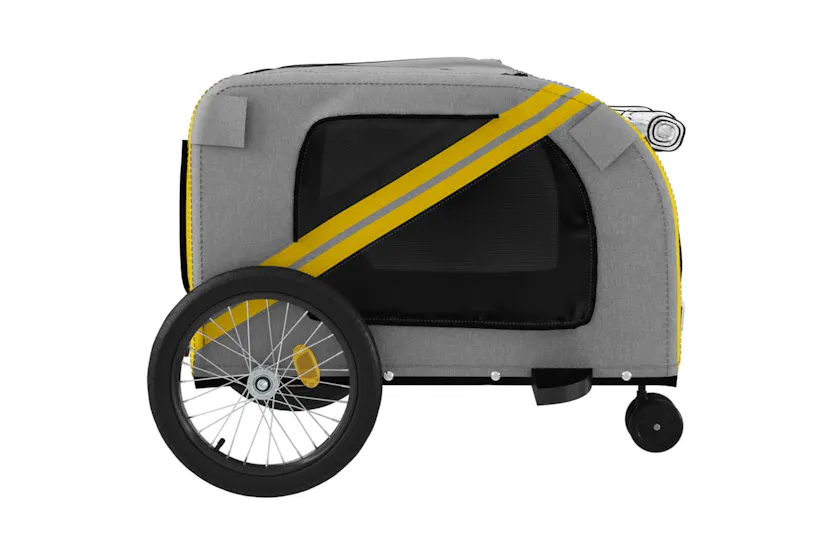 vidaXL 93903 Pet Bike Trailer Yellow And Grey Oxford Fabric And Iron vidaXL 93903 Pet Bike Trailer Yellow And Grey Oxford Fabric And Iron