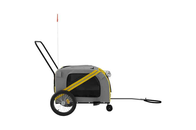 vidaXL 93903 Pet Bike Trailer Yellow And Grey Oxford Fabric And Iron vidaXL 93903 Pet Bike Trailer Yellow And Grey Oxford Fabric And Iron
