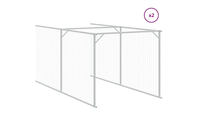 vidaXL 3189065 Dog House With Roof Light Grey 117x609x123cm Galvanised Steel vidaXL 3189065 Dog House With Roof Light Grey 117x609x123cm Galvanised Steel