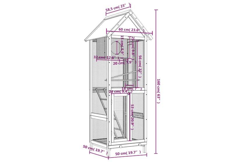 vidaXL 172256 Bird House Grey 60x58.5x160cm Solid Wood Pine vidaXL 172256 Bird House Grey 60x58.5x160cm Solid Wood Pine