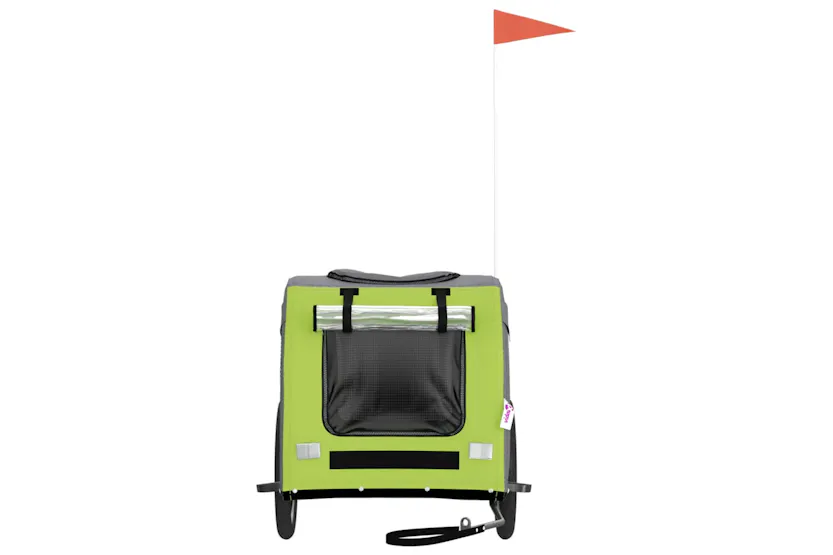 vidaXL 93836 Pet Bike Trailer Green And Grey Oxford Fabric And Iron vidaXL 93836 Pet Bike Trailer Green And Grey Oxford Fabric And Iron