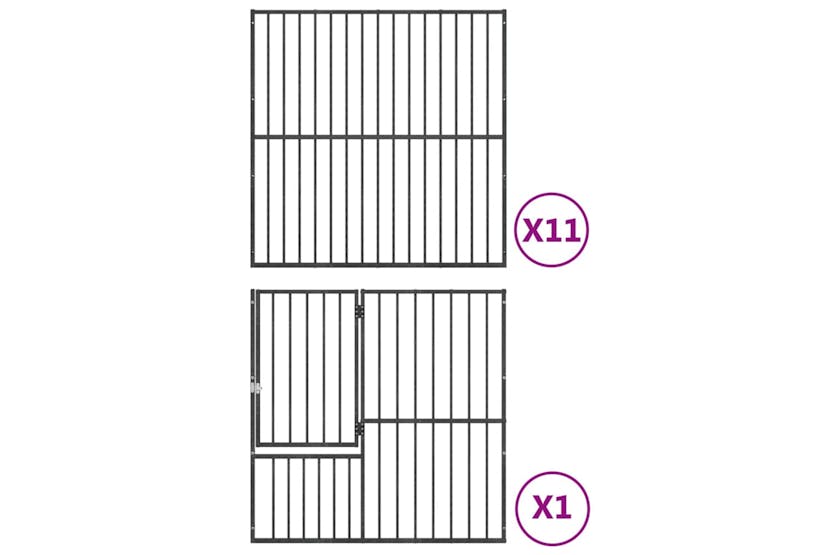 vidaXL 3209558 Dog Playpen 12 Panels Black Galvanised Steel vidaXL 3209558 Dog Playpen 12 Panels Black Galvanised Steel