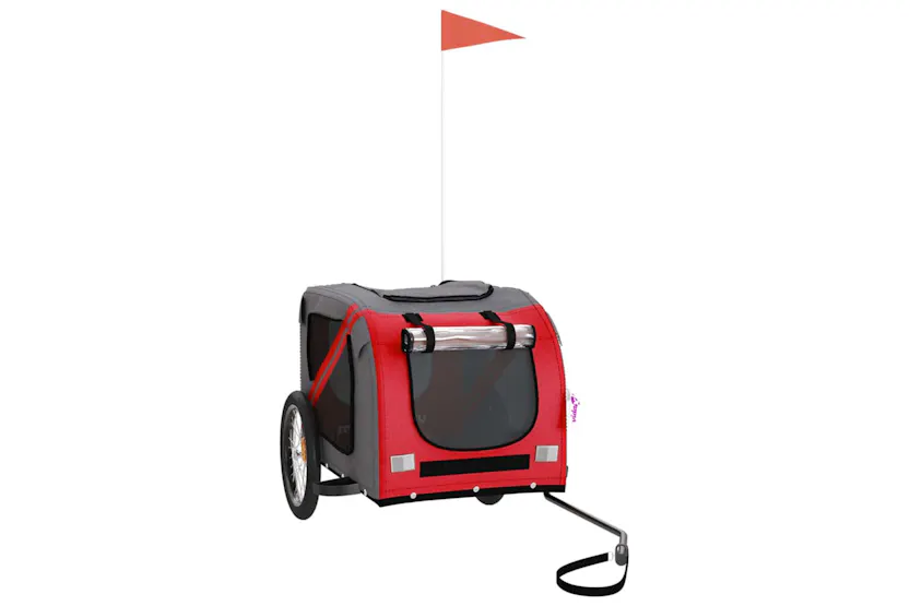 vidaXL 93880 Pet Bike Trailer Red And Grey Oxford Fabric And Iron vidaXL 93880 Pet Bike Trailer Red And Grey Oxford Fabric And Iron