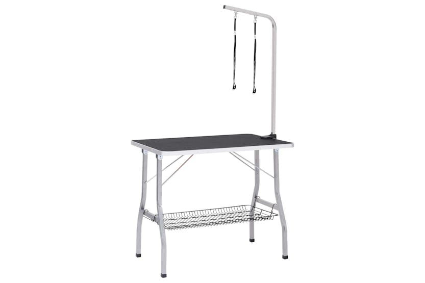 vidaXL 171068 Adjustable Dog Grooming Table With 2 Loops And Basket vidaXL 171068 Adjustable Dog Grooming Table With 2 Loops And Basket