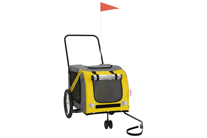 vidaXL 93903 Pet Bike Trailer Yellow And Grey Oxford Fabric And Iron vidaXL 93903 Pet Bike Trailer Yellow And Grey Oxford Fabric And Iron