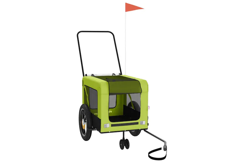 vidaXL 93948 Pet Bike Trailer Green And Black Oxford Fabric And Iron vidaXL 93948 Pet Bike Trailer Green And Black Oxford Fabric And Iron
