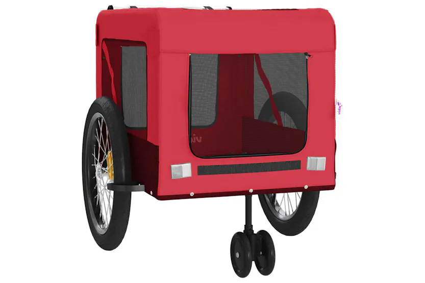 vidaXL 93943 Pet Bike Trailer Red And Black Oxford Fabric And Iron vidaXL 93943 Pet Bike Trailer Red And Black Oxford Fabric And Iron