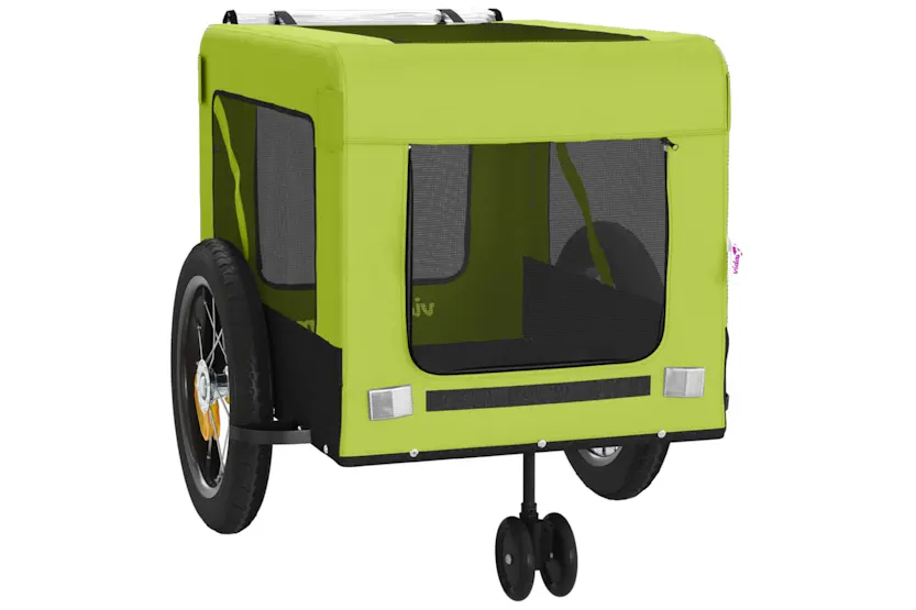vidaXL 93934 Pet Bike Trailer Green And Black Oxford Fabric And Iron vidaXL 93934 Pet Bike Trailer Green And Black Oxford Fabric And Iron