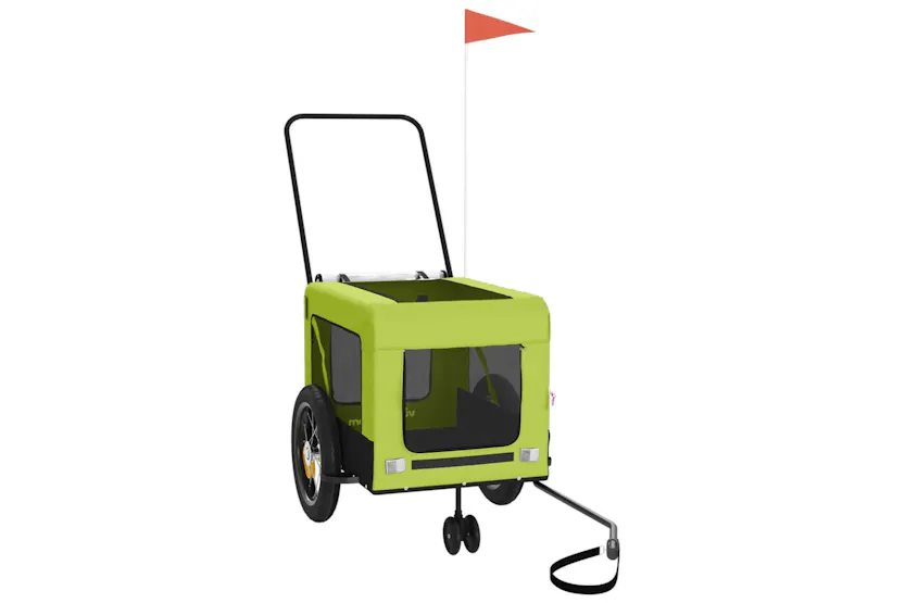 vidaXL 93934 Pet Bike Trailer Green And Black Oxford Fabric And Iron vidaXL 93934 Pet Bike Trailer Green And Black Oxford Fabric And Iron