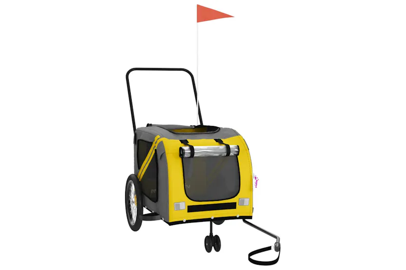 vidaXL 93903 Pet Bike Trailer Yellow And Grey Oxford Fabric And Iron vidaXL 93903 Pet Bike Trailer Yellow And Grey Oxford Fabric And Iron