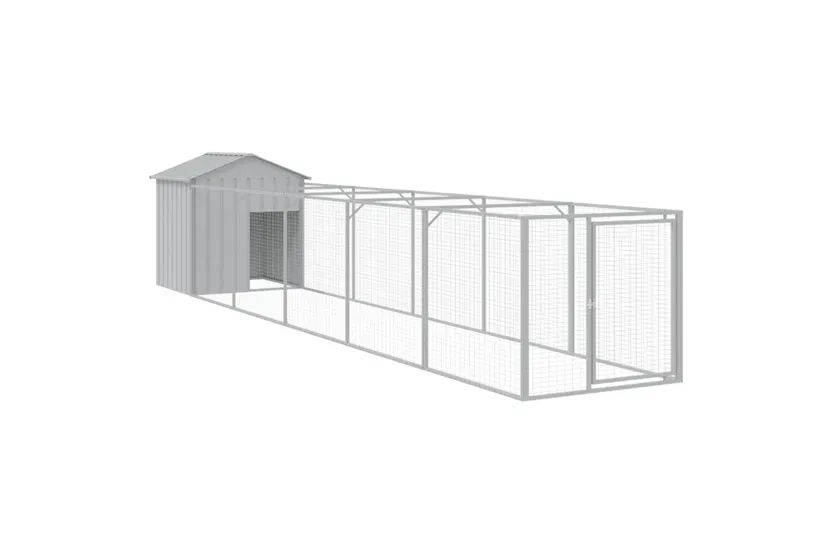 vidaXL 3189065 Dog House With Roof Light Grey 117x609x123cm Galvanised Steel vidaXL 3189065 Dog House With Roof Light Grey 117x609x123cm Galvanised Steel