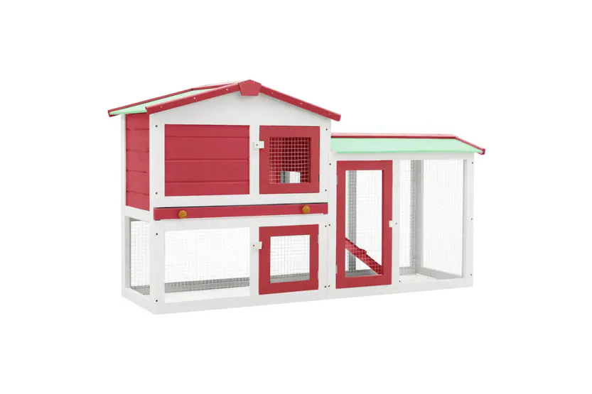vidaXL 170842 Outdoor Large Rabbit Hutch Red And White 145 X 45 X 84 Wood vidaXL 170842 Outdoor Large Rabbit Hutch Red And White 145 X 45 X 84 Wood