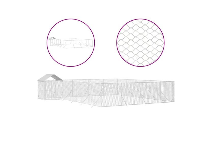 vidaXL 3190473 Outdoor Dog Kennel With Roof Silver 10x8x2.5 M Galvanised Steel vidaXL 3190473 Outdoor Dog Kennel With Roof Silver 10x8x2.5 M Galvanised Steel