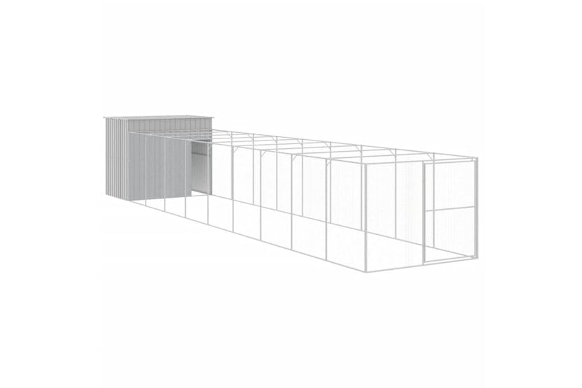 vidaXL 3189129 Dog House With Run Light Grey 214x1069x181cm Galvanised Steel vidaXL 3189129 Dog House With Run Light Grey 214x1069x181cm Galvanised Steel