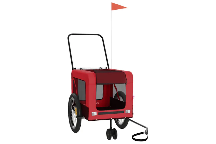 vidaXL 93943 Pet Bike Trailer Red And Black Oxford Fabric And Iron vidaXL 93943 Pet Bike Trailer Red And Black Oxford Fabric And Iron