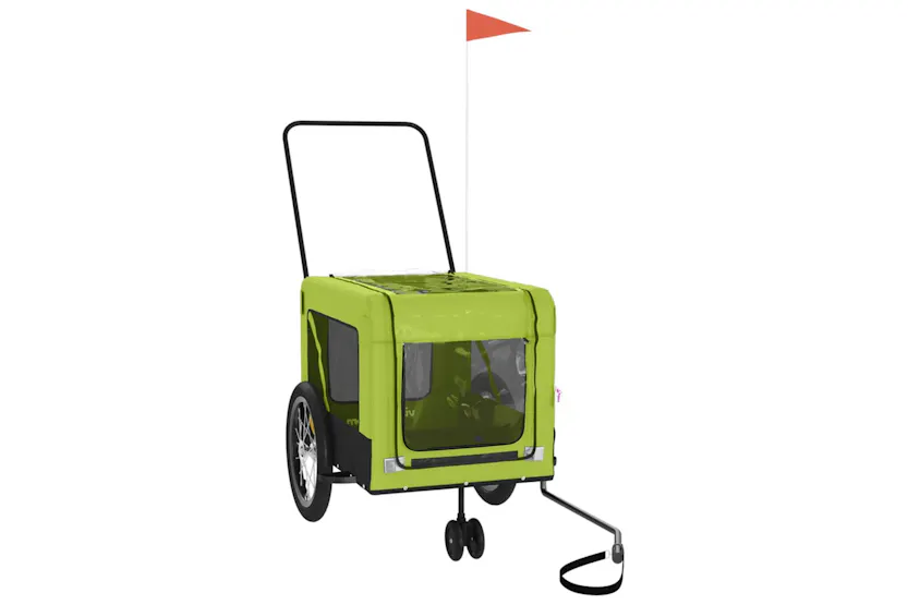 vidaXL 93941 Pet Bike Trailer Green And Black Oxford Fabric And Iron vidaXL 93941 Pet Bike Trailer Green And Black Oxford Fabric And Iron