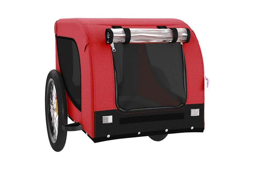 vidaXL 94006 Pet Bike Trailer Red And Black Oxford Fabric And Iron vidaXL 94006 Pet Bike Trailer Red And Black Oxford Fabric And Iron