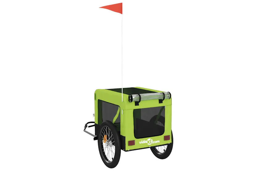 vidaXL 93927 Pet Bike Trailer Green And Black Oxford Fabric And Iron vidaXL 93927 Pet Bike Trailer Green And Black Oxford Fabric And Iron