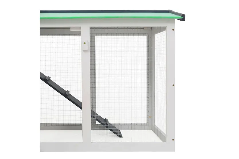 vidaXL 170840 Outdoor Large Rabbit Hutch Grey And White 145 X 45 X 84 Wood vidaXL 170840 Outdoor Large Rabbit Hutch Grey And White 145 X 45 X 84 Wood