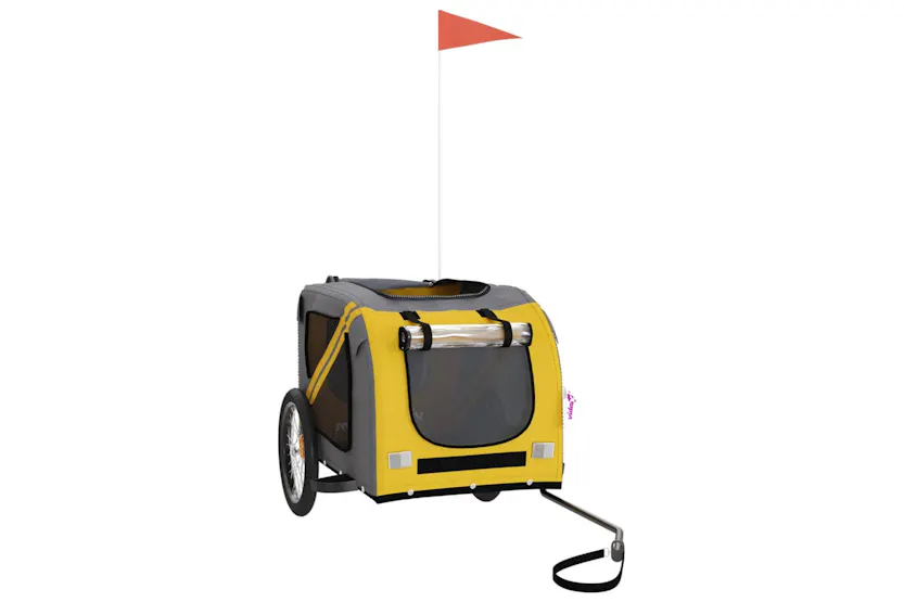 vidaXL 93882 Pet Bike Trailer Yellow And Grey Oxford Fabric And Iron vidaXL 93882 Pet Bike Trailer Yellow And Grey Oxford Fabric And Iron