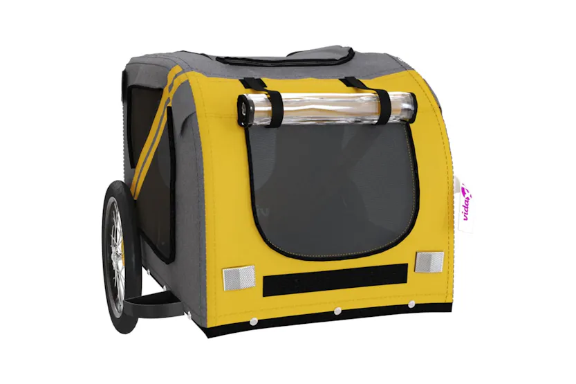 vidaXL 93882 Pet Bike Trailer Yellow And Grey Oxford Fabric And Iron vidaXL 93882 Pet Bike Trailer Yellow And Grey Oxford Fabric And Iron