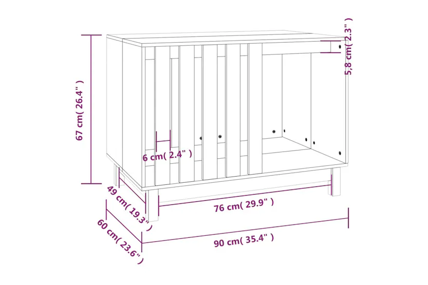 vidaXL 822487 Dog House White 90x60x67cm Solid Wood Pine vidaXL 822487 Dog House White 90x60x67cm Solid Wood Pine