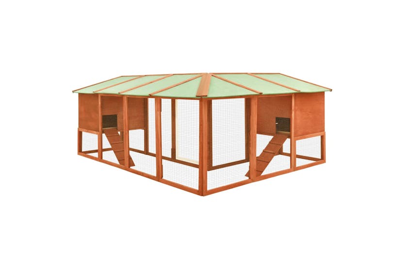 vidaXL 170872 Outdoor Rabbit Hutch With Run Brown Solid Fir Wood vidaXL 170872 Outdoor Rabbit Hutch With Run Brown Solid Fir Wood