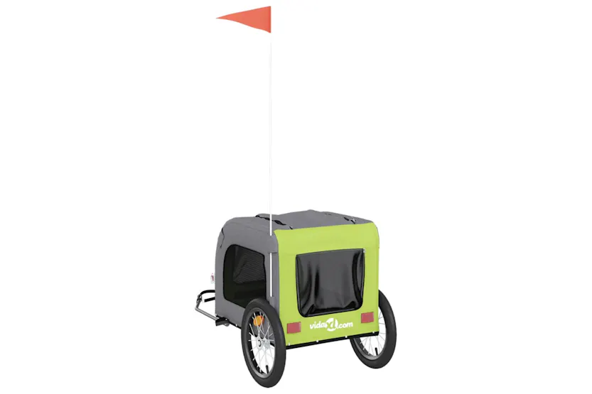 vidaXL 93843 Pet Bike Trailer Green And Grey Oxford Fabric&iron vidaXL 93843 Pet Bike Trailer Green And Grey Oxford Fabric&iron