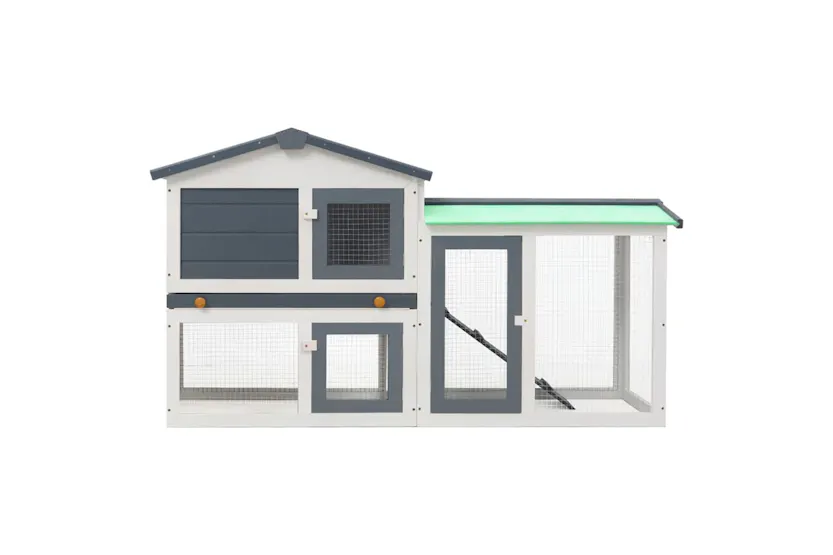 vidaXL 170840 Outdoor Large Rabbit Hutch Grey And White 145 X 45 X 84 Wood vidaXL 170840 Outdoor Large Rabbit Hutch Grey And White 145 X 45 X 84 Wood