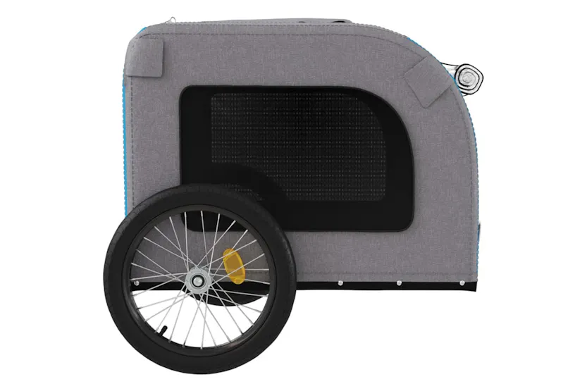 vidaXL 93841 Pet Bike Trailer Blue And Grey Oxford Fabric&iron vidaXL 93841 Pet Bike Trailer Blue And Grey Oxford Fabric&iron