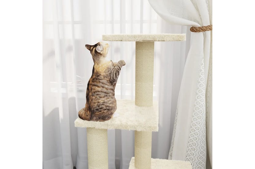 vidaXL 171512 Cat Tree With Sisal Scratching Posts Cream 92cm vidaXL 171512 Cat Tree With Sisal Scratching Posts Cream 92cm
