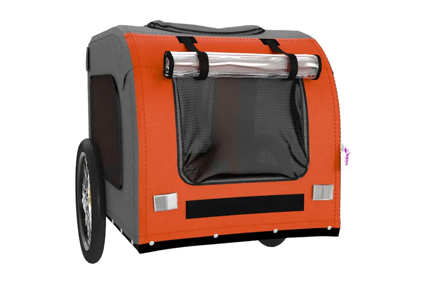 vidaXL 93837 Pet Bike Trailer Orange And Grey Oxford Fabric&iron vidaXL 93837 Pet Bike Trailer Orange And Grey Oxford Fabric&iron