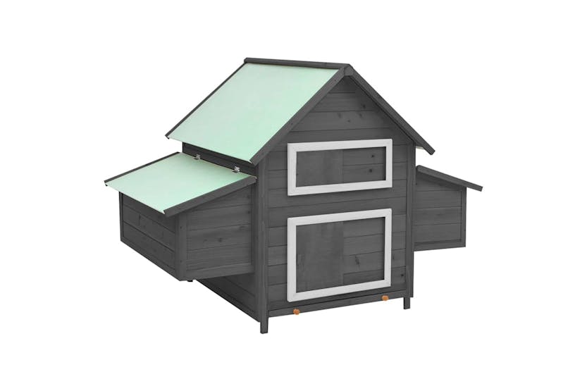 Vidaxl Chicken Coop Grey And White 150x96x110 Cm Solid Firwood Vidaxl Chicken Coop Grey And White 150x96x110 Cm Solid Firwood