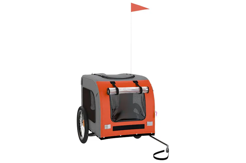 vidaXL 93837 Pet Bike Trailer Orange And Grey Oxford Fabric&iron vidaXL 93837 Pet Bike Trailer Orange And Grey Oxford Fabric&iron